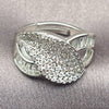 White Gold Filled Multi Stone Ring, Leaf and Baguette Design, with White Cubic Zirconia, Polished, Rhodium Finish, 01.471.0046 (One size fits all)