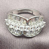 White Gold Filled Multi Stone Ring, Leaf and Baguette Design, with White Cubic Zirconia, Polished, Rhodium Finish, 01.471.0047 (One size fits all)