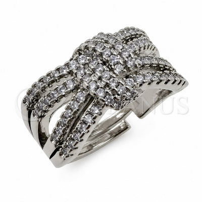 White Gold Filled Multi Stone Ring, Bow Design, with White Cubic Zirconia, Polished, Rhodium Finish, 01.471.0048 (One size fits all)