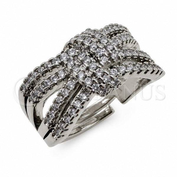 White Gold Filled Multi Stone Ring, Bow Design, with White Cubic Zirconia, Polished, Rhodium Finish, 01.471.0048 (One size fits all)