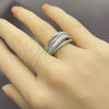 White Gold Filled Multi Stone Ring, Baguette Design, with White Cubic Zirconia, Polished, Rhodium Finish, 01.471.0049 (One size fits all)