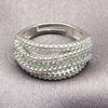White Gold Filled Multi Stone Ring, Baguette Design, with White Cubic Zirconia, Polished, Rhodium Finish, 01.471.0049 (One size fits all)