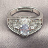 White Gold Filled Multi Stone Ring, Baguette and Cluster Design, with White Cubic Zirconia, Polished, Rhodium Finish, 01.471.0051 (One size fits all)