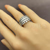 White Gold Filled Multi Stone Ring, Baguette Design, with White Cubic Zirconia, Polished, Rhodium Finish, 01.471.0052 (One size fits all)