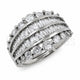 White Gold Filled Multi Stone Ring, Baguette Design, with White Cubic Zirconia, Polished, Rhodium Finish, 01.471.0052 (One size fits all)