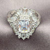 White Gold Filled Multi Stone Ring, Baguette and Cluster Design, with White Cubic Zirconia, Polished, Rhodium Finish, 01.471.0053 (One size fits all)