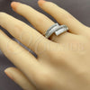 White Gold Filled Multi Stone Ring, Baguette Design, with White Cubic Zirconia, Polished, Rhodium Finish, 01.471.0054 (One size fits all)