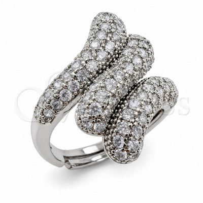 White Gold Filled Multi Stone Ring, with White Cubic Zirconia, Polished, Rhodium Finish, 01.471.0055 (One size fits all)