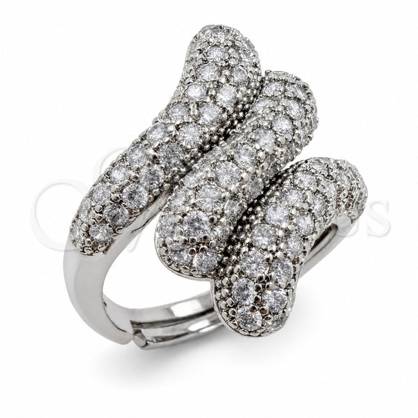 White Gold Filled Multi Stone Ring, with White Cubic Zirconia, Polished, Rhodium Finish, 01.471.0055 (One size fits all)