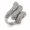 White Gold Filled Multi Stone Ring, with White Cubic Zirconia, Polished, Rhodium Finish, 01.471.0055 (One size fits all)
