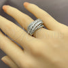 White Gold Filled Multi Stone Ring, Leaf and Arrow Design, with White Cubic Zirconia, Polished, Rhodium Finish, 01.471.0057 (One size fits all)