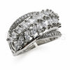 White Gold Filled Multi Stone Ring, Leaf and Arrow Design, with White Cubic Zirconia, Polished, Rhodium Finish, 01.471.0057 (One size fits all)