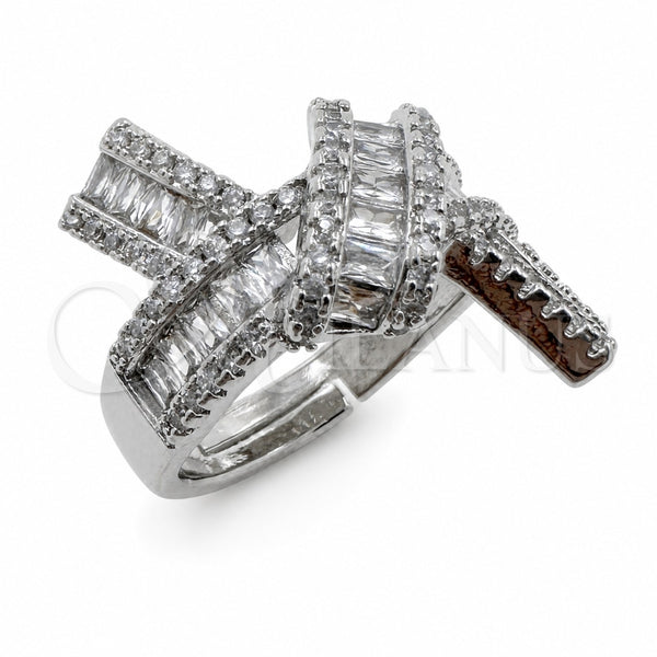 White Gold Filled Multi Stone Ring, Bow and Love Knot Design, with White Cubic Zirconia, Polished, Rhodium Finish, 01.471.0058 (One size fits all)