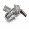 White Gold Filled Multi Stone Ring, Bow and Love Knot Design, with White Cubic Zirconia, Polished, Rhodium Finish, 01.471.0058 (One size fits all)