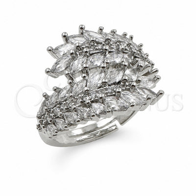 White Gold Filled Multi Stone Ring, Tree and Leaf Design, Polished, Rhodium Finish, 01.471.0060 (One size fits all)