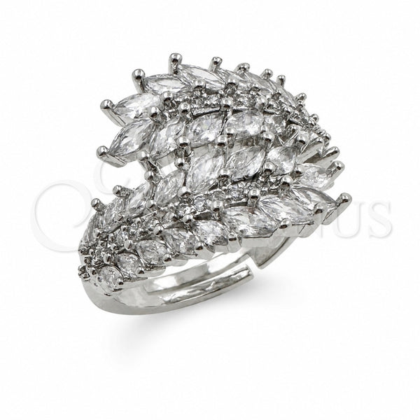 White Gold Filled Multi Stone Ring, Tree and Leaf Design, Polished, Rhodium Finish, 01.471.0060 (One size fits all)