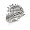 White Gold Filled Multi Stone Ring, Tree and Leaf Design, Polished, Rhodium Finish, 01.471.0060 (One size fits all)