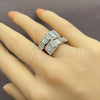 White Gold Filled Multi Stone Ring, Baguette and Belt Buckle Design, Polished, Rhodium Finish, 01.471.0061 (One size fits all)