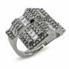 White Gold Filled Multi Stone Ring, Baguette and Belt Buckle Design, Polished, Rhodium Finish, 01.471.0061 (One size fits all)