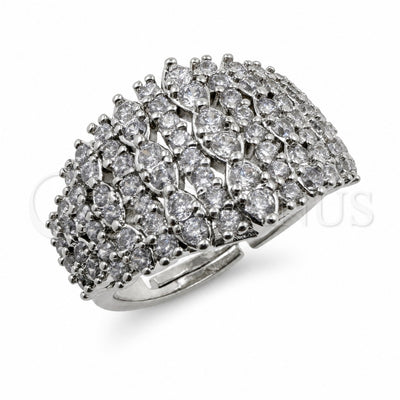 White Gold Filled Multi Stone Ring, with White Cubic Zirconia, Polished, Rhodium Finish, 01.471.0062 (One size fits all)