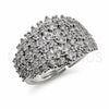 White Gold Filled Multi Stone Ring, with White Cubic Zirconia, Polished, Rhodium Finish, 01.471.0062 (One size fits all)