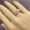 White Gold Filled Multi Stone Ring, Belt Buckle and Baguette Design, with White Cubic Zirconia, Polished, Rhodium Finish, 01.471.0063 (One size fits all)