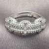 White Gold Filled Multi Stone Ring, Belt Buckle and Baguette Design, with White Cubic Zirconia, Polished, Rhodium Finish, 01.471.0063 (One size fits all)