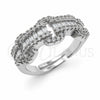 White Gold Filled Multi Stone Ring, Belt Buckle and Baguette Design, with White Cubic Zirconia, Polished, Rhodium Finish, 01.471.0063 (One size fits all)