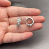White Gold Filled Huggie Hoop, Baguette Design, with White Cubic Zirconia, Polished, Rhodium Finish, 02.471.0004.16