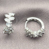 White Gold Filled Huggie Hoop, Baguette Design, with White Cubic Zirconia, Polished, Rhodium Finish, 02.471.0004.16