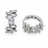White Gold Filled Huggie Hoop, Baguette Design, with White Cubic Zirconia, Polished, Rhodium Finish, 02.471.0004.16