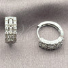 White Gold Filled Huggie Hoop, Baguette and Cluster Design, with White Cubic Zirconia, Polished, Rhodium Finish, 02.471.0005.16