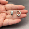 White Gold Filled Huggie Hoop, Baguette Design, with White Cubic Zirconia, Polished, Rhodium Finish, 02.471.0006