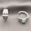 White Gold Filled Huggie Hoop, Baguette Design, with White Cubic Zirconia, Polished, Rhodium Finish, 02.471.0006