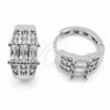 White Gold Filled Huggie Hoop, Baguette Design, with White Cubic Zirconia, Polished, Rhodium Finish, 02.471.0006