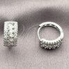 White Gold Filled Huggie Hoop, Baguette Design, with White Cubic Zirconia, Polished, Rhodium Finish, 02.471.0007.16