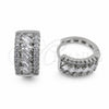 White Gold Filled Huggie Hoop, Baguette Design, with White Cubic Zirconia, Polished, Rhodium Finish, 02.471.0007.16