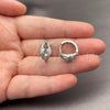 White Gold Filled Huggie Hoop, Bow and Baguette Design, Polished, Rhodium Finish, 02.471.0008.16