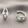 White Gold Filled Huggie Hoop, Bow and Baguette Design, Polished, Rhodium Finish, 02.471.0008.16
