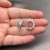 White Gold Filled Huggie Hoop, Baguette Design, Polished, Rhodium Finish, 02.471.0009.16