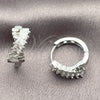 White Gold Filled Huggie Hoop, Baguette Design, Polished, Rhodium Finish, 02.471.0009.16