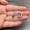 White Gold Filled Huggie Hoop, Baguette Design, with White Cubic Zirconia, Polished, Rhodium Finish, 02.471.0010.16