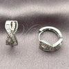 White Gold Filled Huggie Hoop, Baguette Design, with White Cubic Zirconia, Polished, Rhodium Finish, 02.471.0010.16