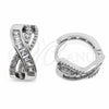 White Gold Filled Huggie Hoop, Baguette Design, with White Cubic Zirconia, Polished, Rhodium Finish, 02.471.0010.16