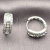 White Gold Filled Huggie Hoop, Baguette Design, with White Cubic Zirconia, Polished, Rhodium Finish, 02.471.0011.16
