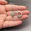 White Gold Filled Huggie Hoop, Baguette Design, with White Cubic Zirconia, Polished, Rhodium Finish, 02.471.0012.16