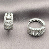 White Gold Filled Huggie Hoop, Baguette Design, with White Cubic Zirconia, Polished, Rhodium Finish, 02.471.0012.16
