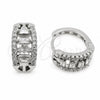 White Gold Filled Huggie Hoop, Baguette Design, with White Cubic Zirconia, Polished, Rhodium Finish, 02.471.0012.16