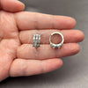 White Gold Filled Huggie Hoop, Leaf Design, with White Cubic Zirconia, Polished, Rhodium Finish, 02.471.0013.16