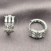 White Gold Filled Huggie Hoop, Leaf Design, with White Cubic Zirconia, Polished, Rhodium Finish, 02.471.0013.16